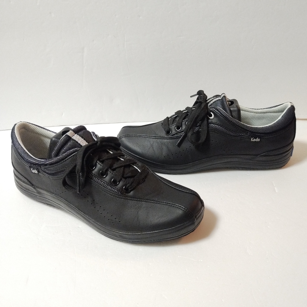 Keds Womens Spirit Leather Microstretch WH-29771M Black Sneaker Shoes Size US 8